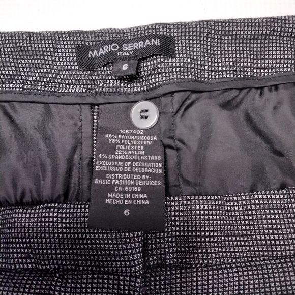 Trouser Pant Mario Serrani Italy  Black Tweed Zip Front Sz 6 Office Career - Picture 6 of 10